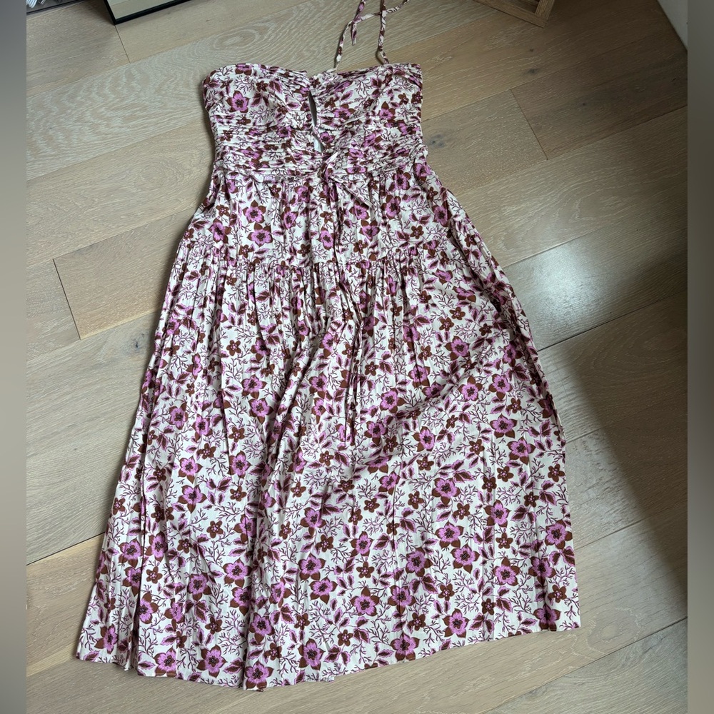 Jason Wu Halter/Strapless Pink/Brown Midi Dress